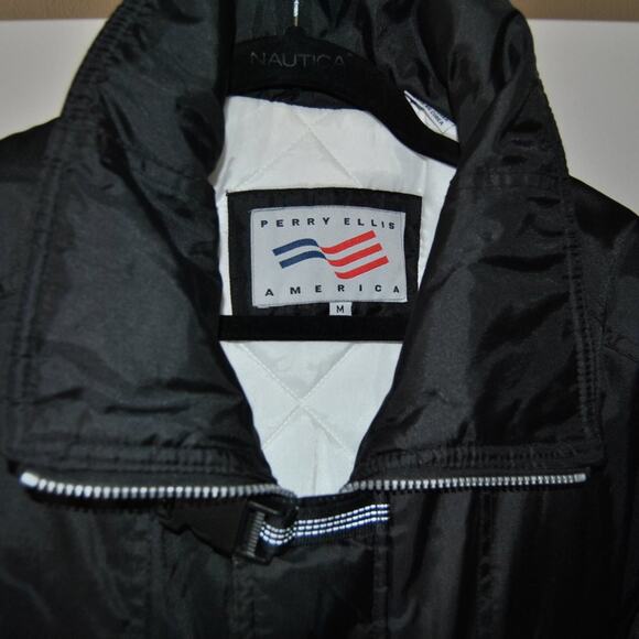 Perry Ellis America Winter Coat Black & White Medium Vintage - Picture 2 of 10